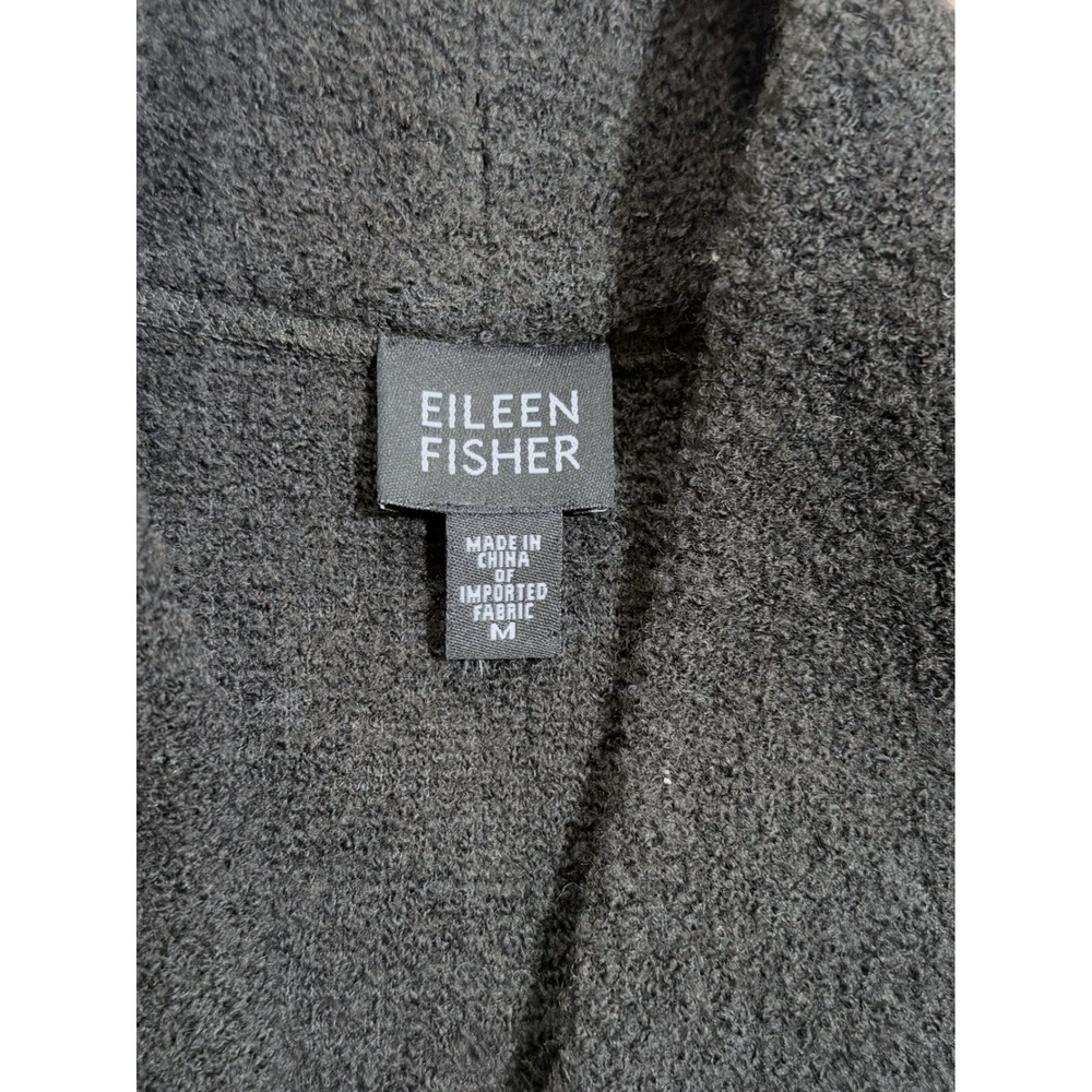 Eileen Fisher Charcoal Grey Boiled Wool Shawl Collar Cardigan Jacket Womens M - Picture 3 of 4